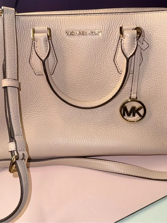 Michael Kors Light Pink Leather Satchel with Gold Accents