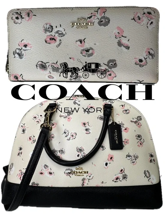 Coach Sierra Wildflower Floral Dome Satchel Shoulder Bag F37430 & Wallet