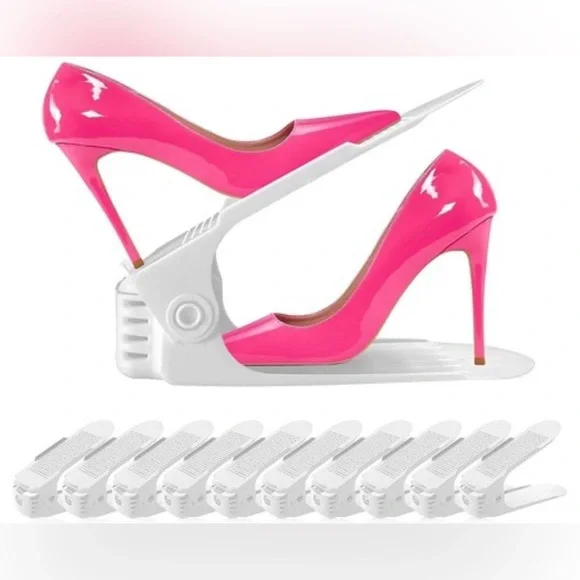 Adjustable Shoe Slots Organizer 6-Pack | Shoe Stacker Space Saver White