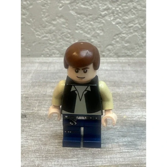 $8 🌙 Lego Han Solo Minifigure Black Vest Dark Blue Legs Star Wars 7965 sw0334