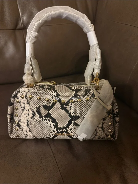 Michael Kors Cecily Small Studded Snake Embossed Shoulder Bag