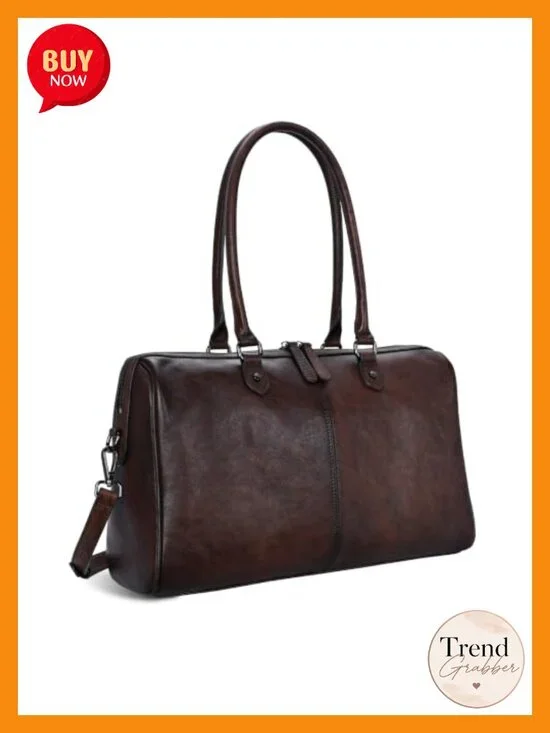 Genuine Leather Satchel Shoulder Bag Structured Tote Crossbody Purse
