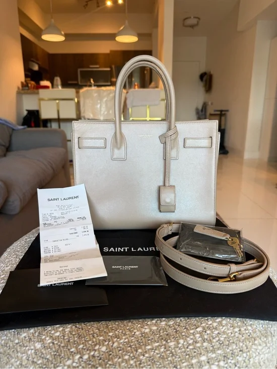 Saint Laurent Sac de Jour Baby in Smooth Leather Dark Beige - Preowned