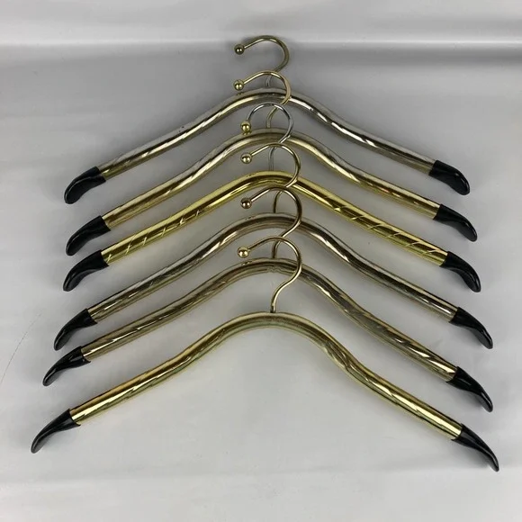 MCM Hollywood Regency Metal Hotel Clothes Coat Tube Hangers Set Of 6