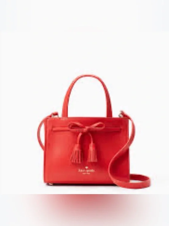 kate spade Red Leather Tassel Satchel with Bow Detail