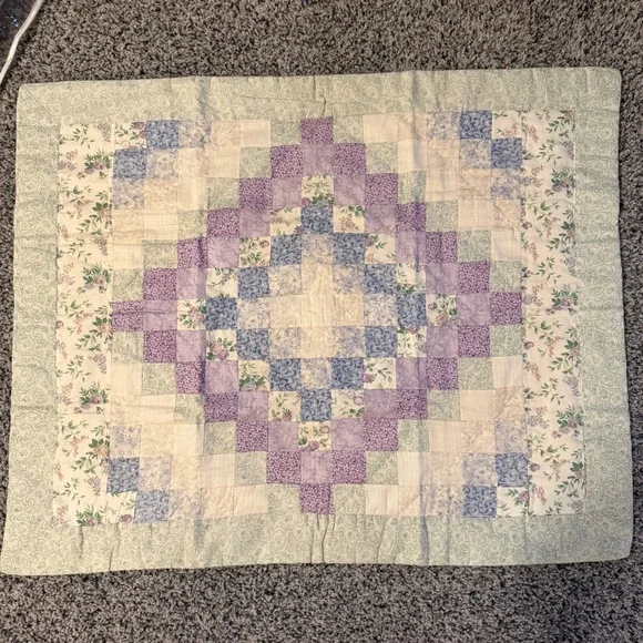 Pillow Sham Textile Handicrafts Quilted Purple Blue Floral 31 x 25
