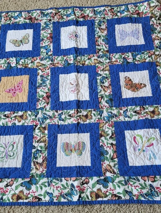 Handmade Butterfly Sampler Lap Quilt Wall Hanging 41