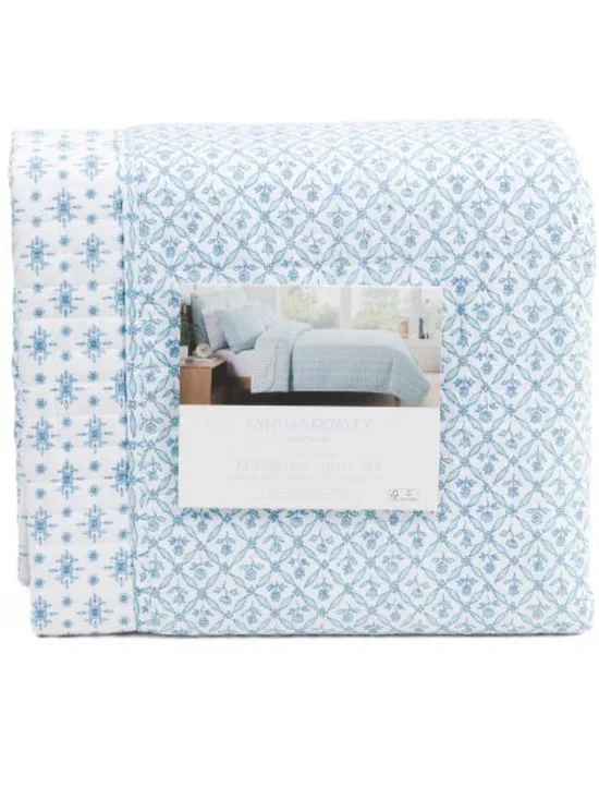 Cynthia Rowley Blue Patterned Quilt Set