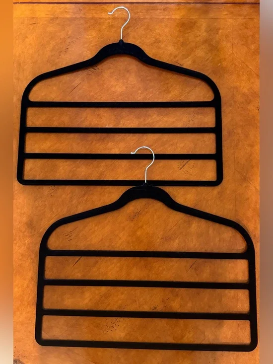 Black Velvet Multi-Tier Pants & Scarf Hangers - Space-Saving Closet Organizer
