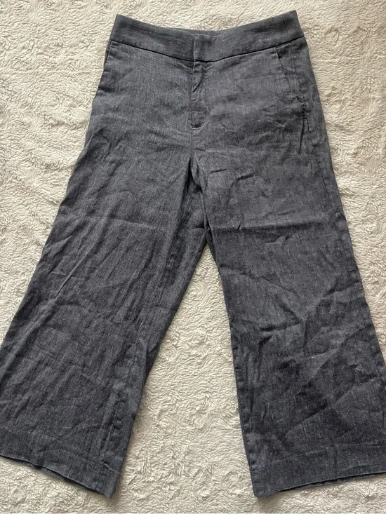 Banana Republic Men's Charcoal Wide-Leg Chinos Linen Blend