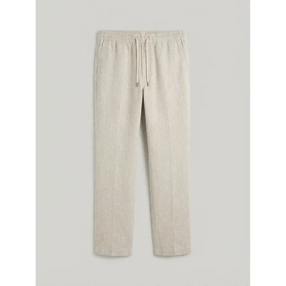 Quince Linen Wide Leg Pants Women L Beige Nuetral Minimal Beach Boho Peasant
