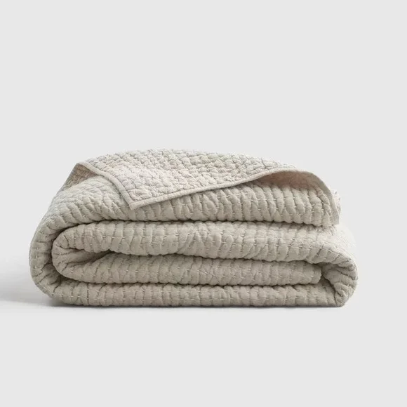 Quince European Linen Cotton Stitch Quilt King/Cal King Natural Beige NO SHAMS