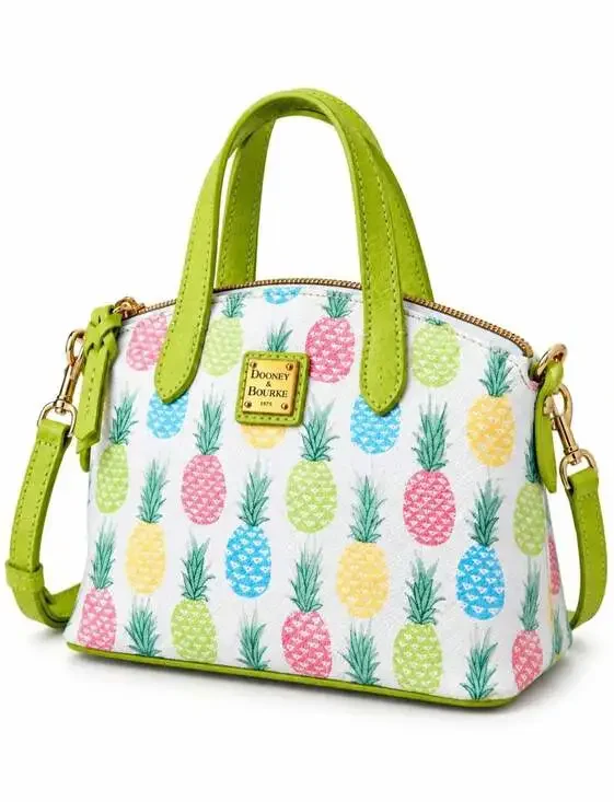 Dooney & Bourke Pineapple Satchel Crossbody Bag Lime Green Multicolor Tropical