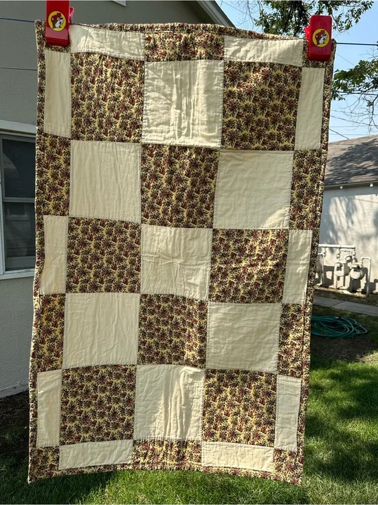 Vintage Handmade Patchwork Quilt Checkerboard. Cottagecore. Rustic.Granny. 50x33