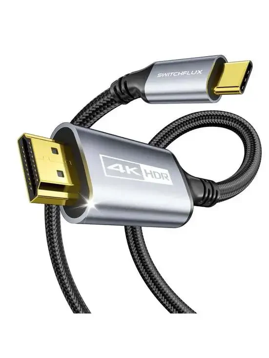 USB C to HDMI Cable 6Ft by SWITCHFLUX - 4K@60Hz, Nylon Braided, Aluminum Alloy