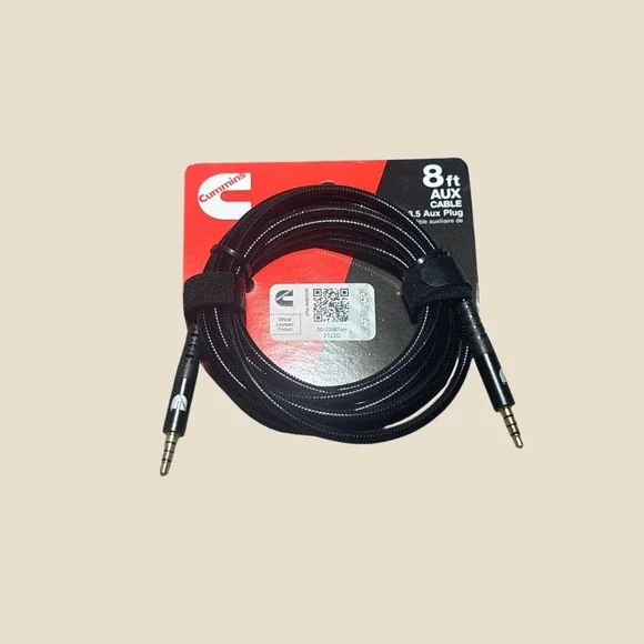 Cummins 8ft‎ Aux Cable 3.5mm Auxiliary Audio Plug Black Braided Heavy Duty New
