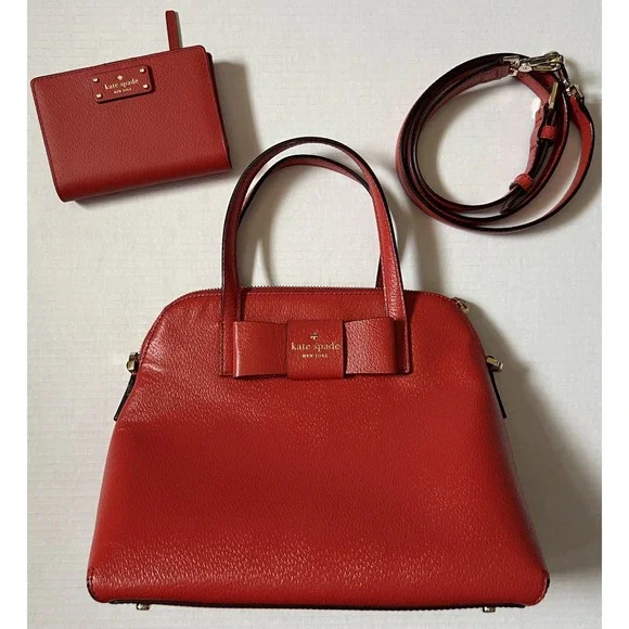 KATE SPADE NEW YORK Maise‎ Matthews Street Satchel - Red Handbag Purse & Wallet