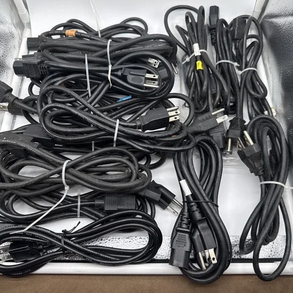 Lot of 9 3 Prong AC Power Cord Standard Electrical Cable Universal Various Sizes