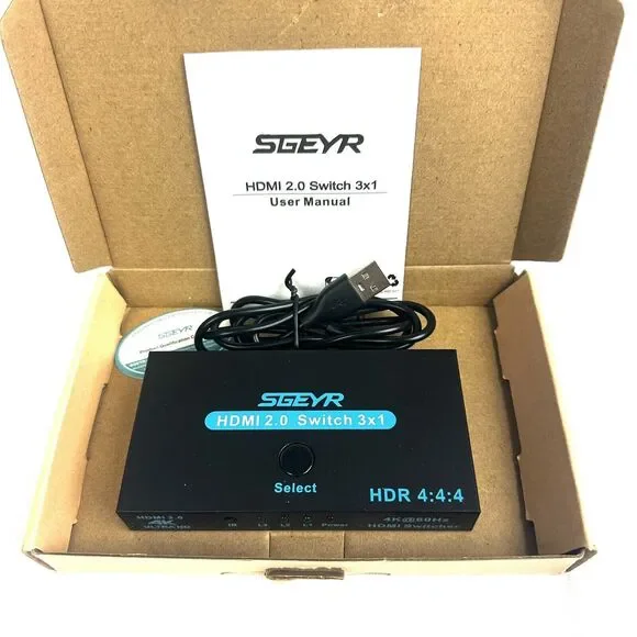 SGEYR HDMI 2.0 Switch Splitter 3 Port 4K HDMI Switch 3 in 1 Out HDMI 4K Ultra HD