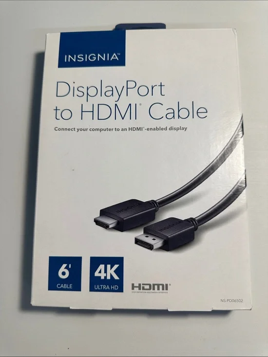 Insignia NSPD06502 6ft Display Port to HDMI Cable - Black Ultra HD