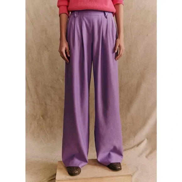 Sezane LouLou Trousers Lavender Linen