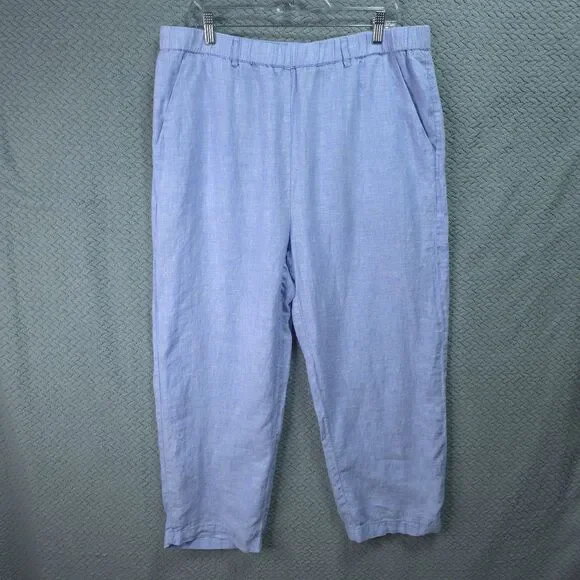 Quince European Linen Pants Womens French Blue 100% Linen XL Coastal Grandmother