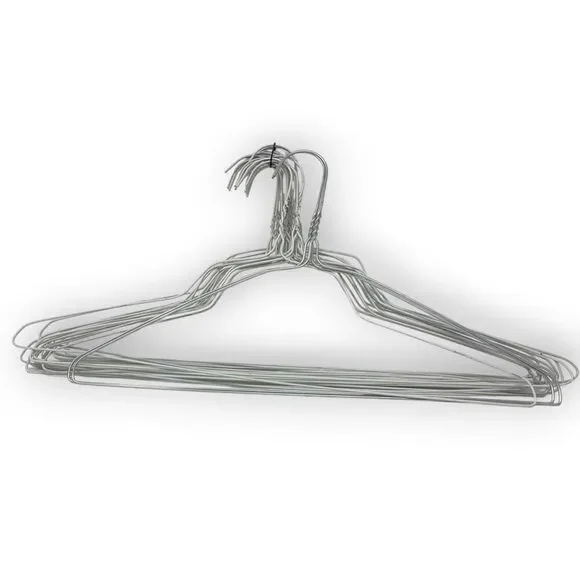 White Silver Lot Vintage Wire Metal Clothes Clothing Hangers Dresses Shirts MCM
