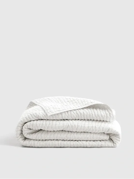 Quince European Linen Cotton Stitch Quilt - Full/Queen - White
