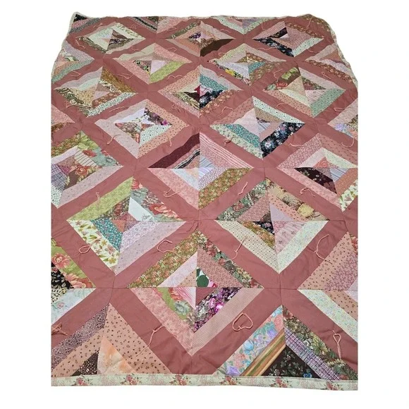 New Fresh Handmade Patchwork Quilt Pink Floral‎ Boho Body Throw Blanket /0189
