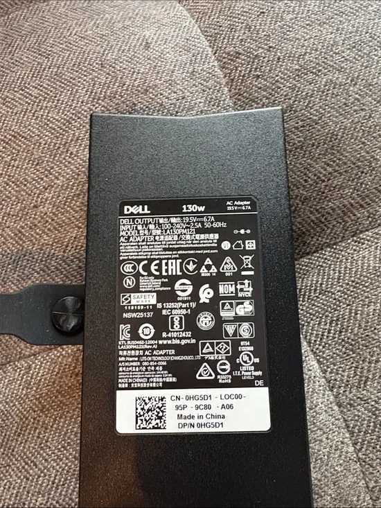 Dell Black 130W Laptop Power Adapter Brick