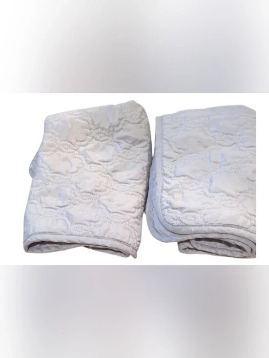 Set Of Two Vintage Quilted Pillow Shams. Soft Gray