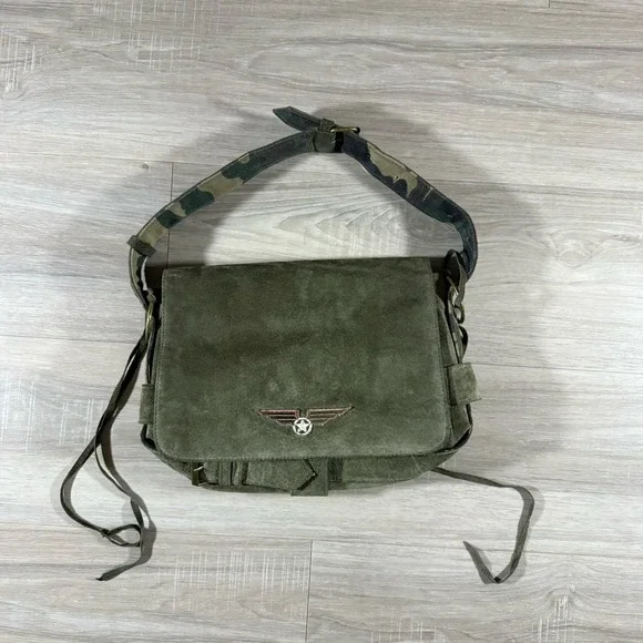 Wilson Vintage‎ Suede Leather Soviet Union AirForce Paratrooper Bag Green Camo