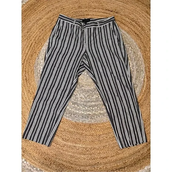 Banana Republic Avery Black White Vertical Stripe Chinos Pants Womens 10 Petite