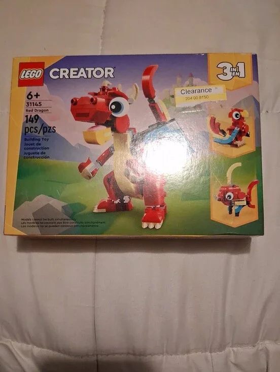 LEGO Creator 3-in-1 Red Dragon set 31145. New in packaging. Box has a sticker o