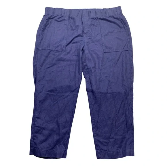 Banana Republic Navy Blue Linen Lyocell Blend Elastic Waist Pants XL Boho Preppy