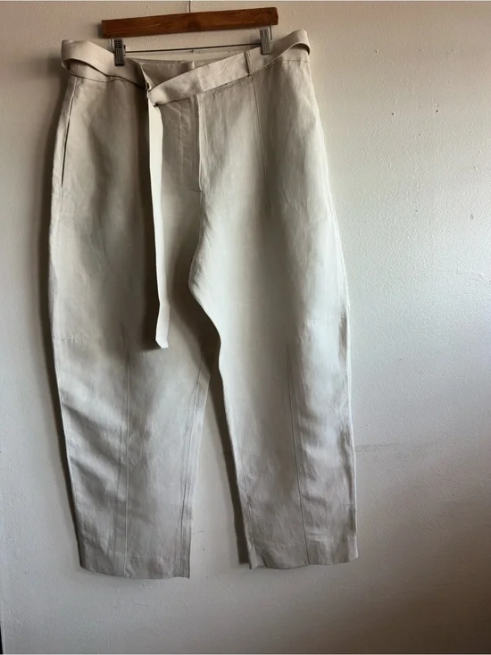 Banana Republic High Rise Tencel Linen Pants with Belt Taupe Size 16