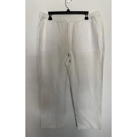 Banana Republic Pants Large White Womens Linen Blend Pull On Lagenlook NWOT