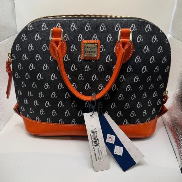 Dooney & Bourke Baltimore Orioles MLB Zip Satchel Black Orange Purse MSRP‎ 258$