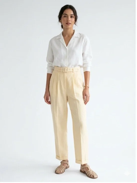 Banana Republic Vintage 90s Pleated Linen Business Casual Trousers Size 4