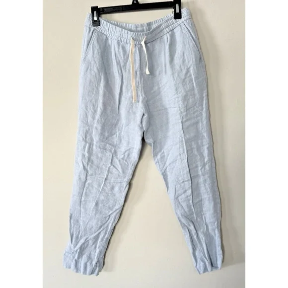 Zara Womens Linen Women Joggers Pull On Elastic Waist Sweatpants Medium 2742