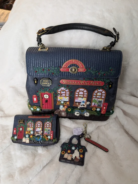 Vendula Post Office Navy and Black Top-Handle Bag with Matching Wallet & Keyring