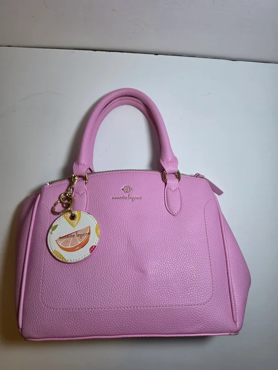 Nanette Lepore Lavender Structured Pebbled Purse With Fruity Keychain Sz 7.5