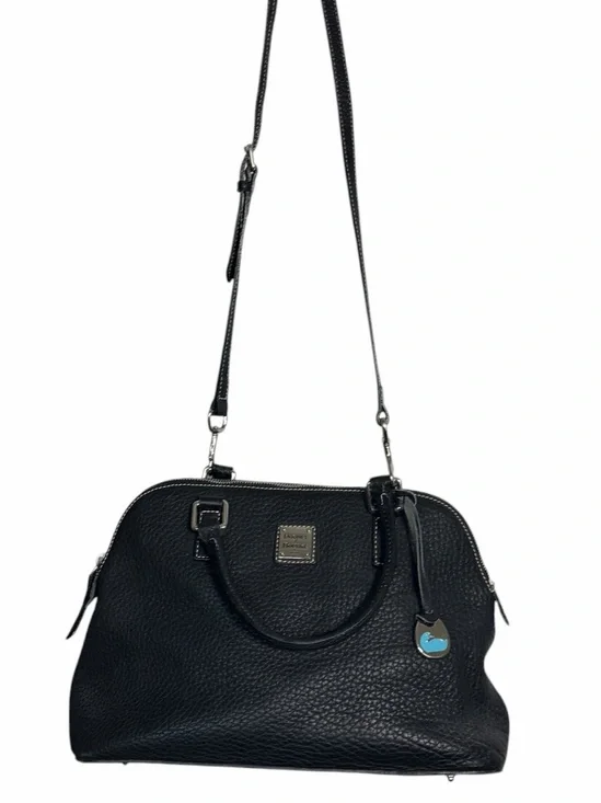 Dooney & Bourke Vintage Leather Black Pebble Grain Domed Crossbody Bowler Bag