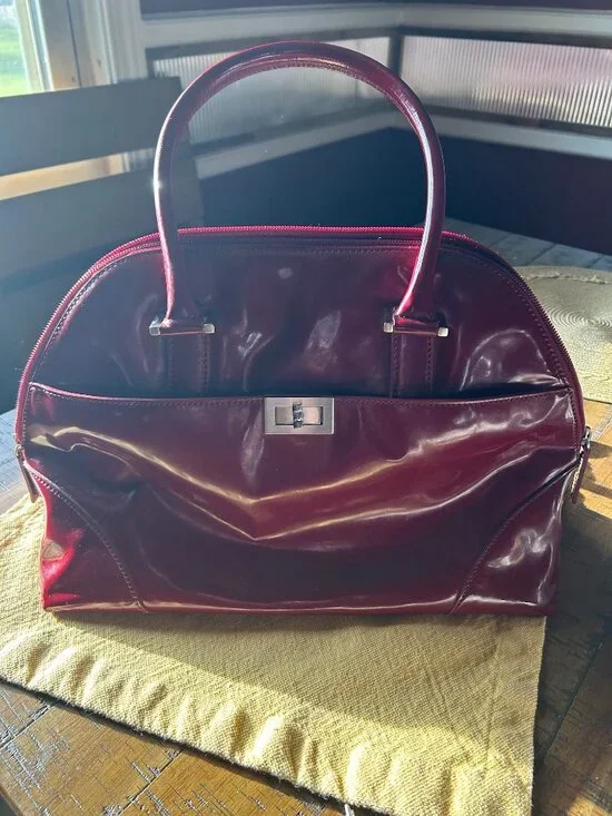 Vintage Talbots Satchel burgundy leather satchel featuring a glossy finish &