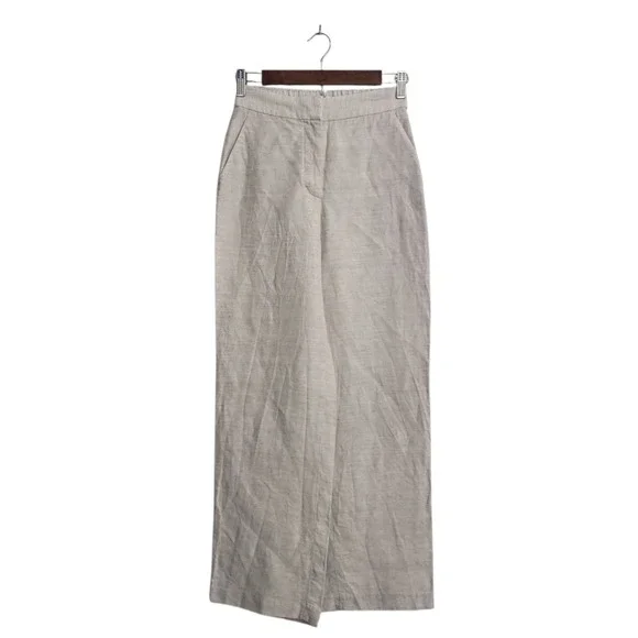 Aritzia The Effortless High Rise Wide Leg Linen Twill Pant In Cool Beige Sz 0