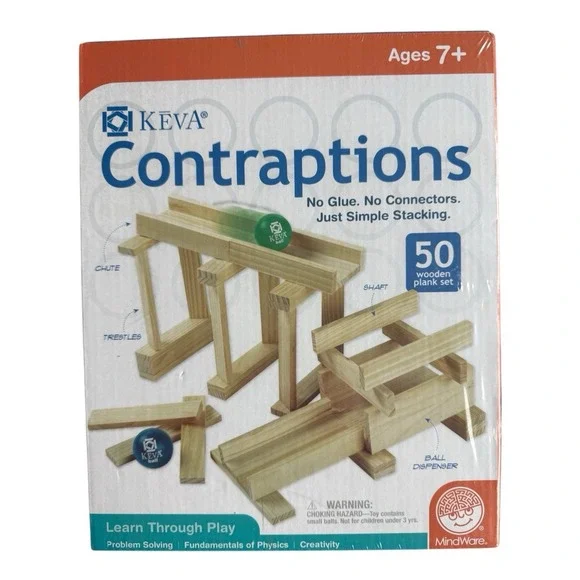KEVA Contraptions 50 Wooden Plank Set Toy Creative Build‎ Ball Tracks New In Box