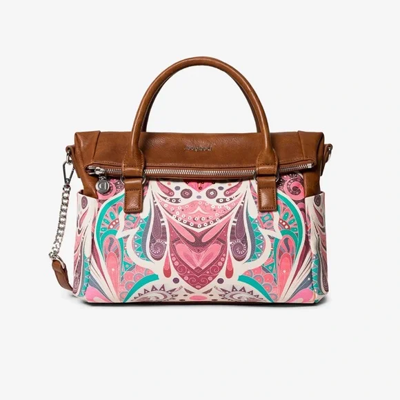 Desigual Bols_Multiverse Loverty Handbag‎ Colorful Paisley Faux Leather Trim NWT