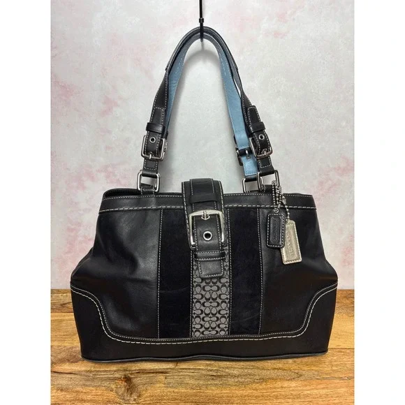 the Coach Hamptons Signature Stripe Carryall/Satchel Style #11345