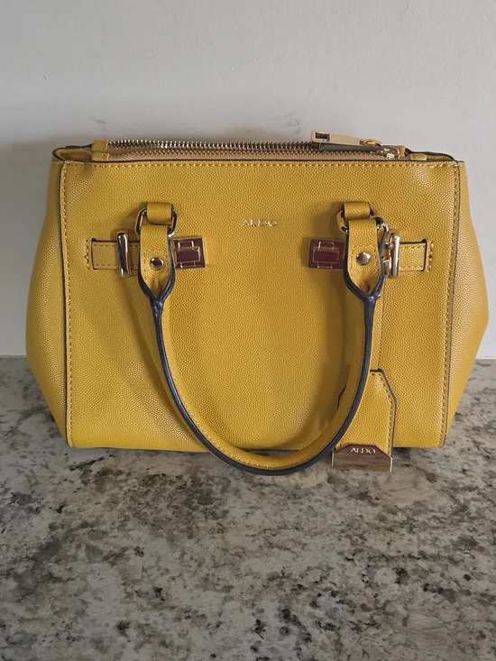 ALDO Yellow Structured Top-Handle Satchel