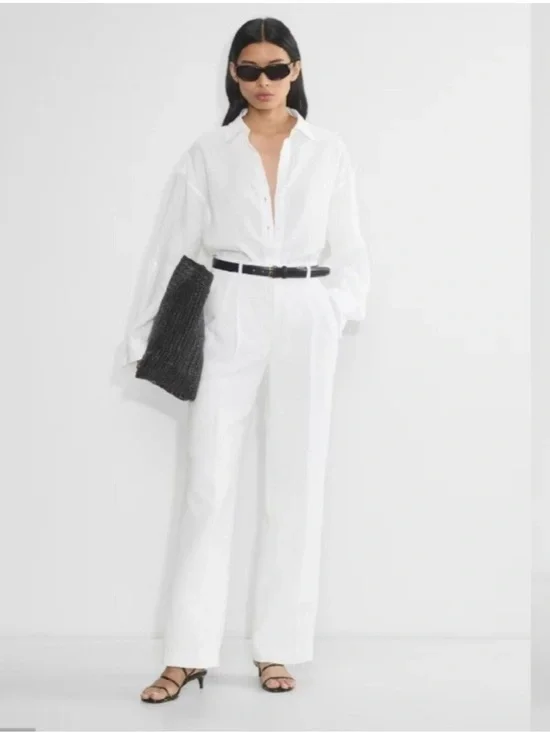 Aritzia The Effortless Pants Cruiselinen Wide Leg in White